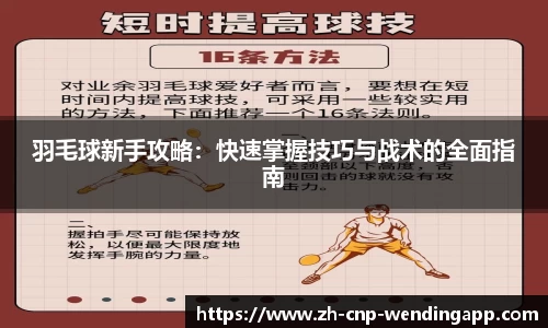 羽毛球新手攻略:快速掌握技巧与战术的全面指南